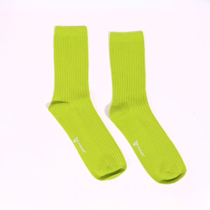 Thela Gaadi Crew sock - Neon Green Solid Ribbed Socks