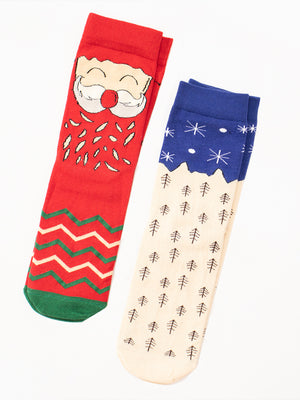 Thela Gaadi Mid crew sock - Santa & Snow Socks