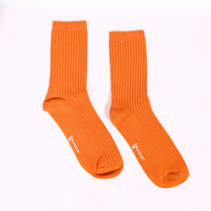 Thela Gaadi Crew sock - Orange Solid Ribbed Socks