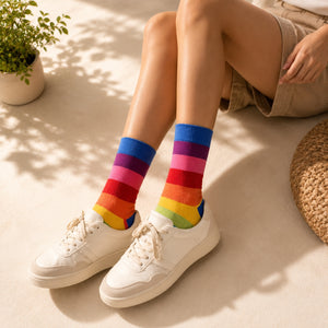 Thela Gaadi Mid crew sock - Multicolour Stripes Socks