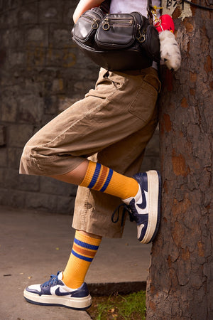 Thela Gaadi Crew sock - Mustard Classic Vintage Socks