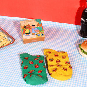 Thela Gaadi Ankle Sock - Burger and Fries