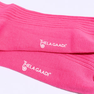 Thela Gaadi Crew sock - Pink Solid Ribbed Socks