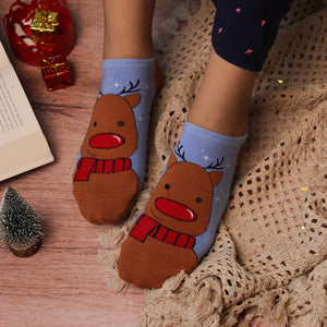Thela Gaadi Low cut ankle sock - Jingle Joy Winter themed Socks