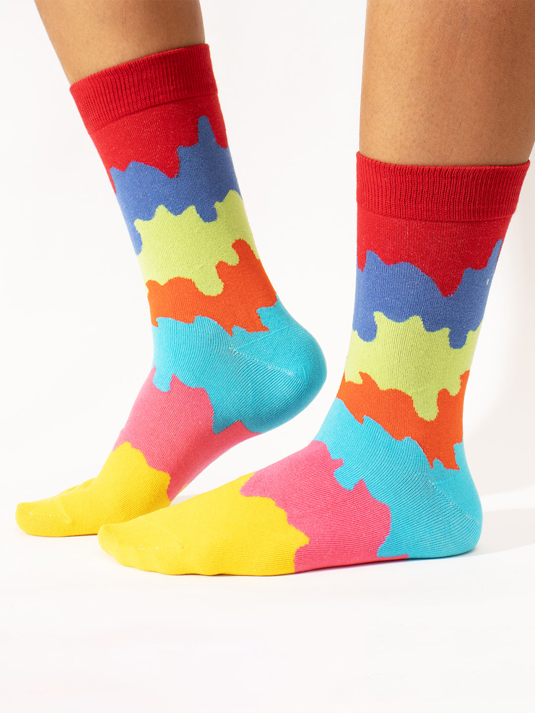 Thela Gaadi Mid crew sock - Colorful Rainbow Socks