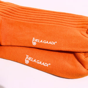 Thela Gaadi Crew sock - Orange Solid Ribbed Socks