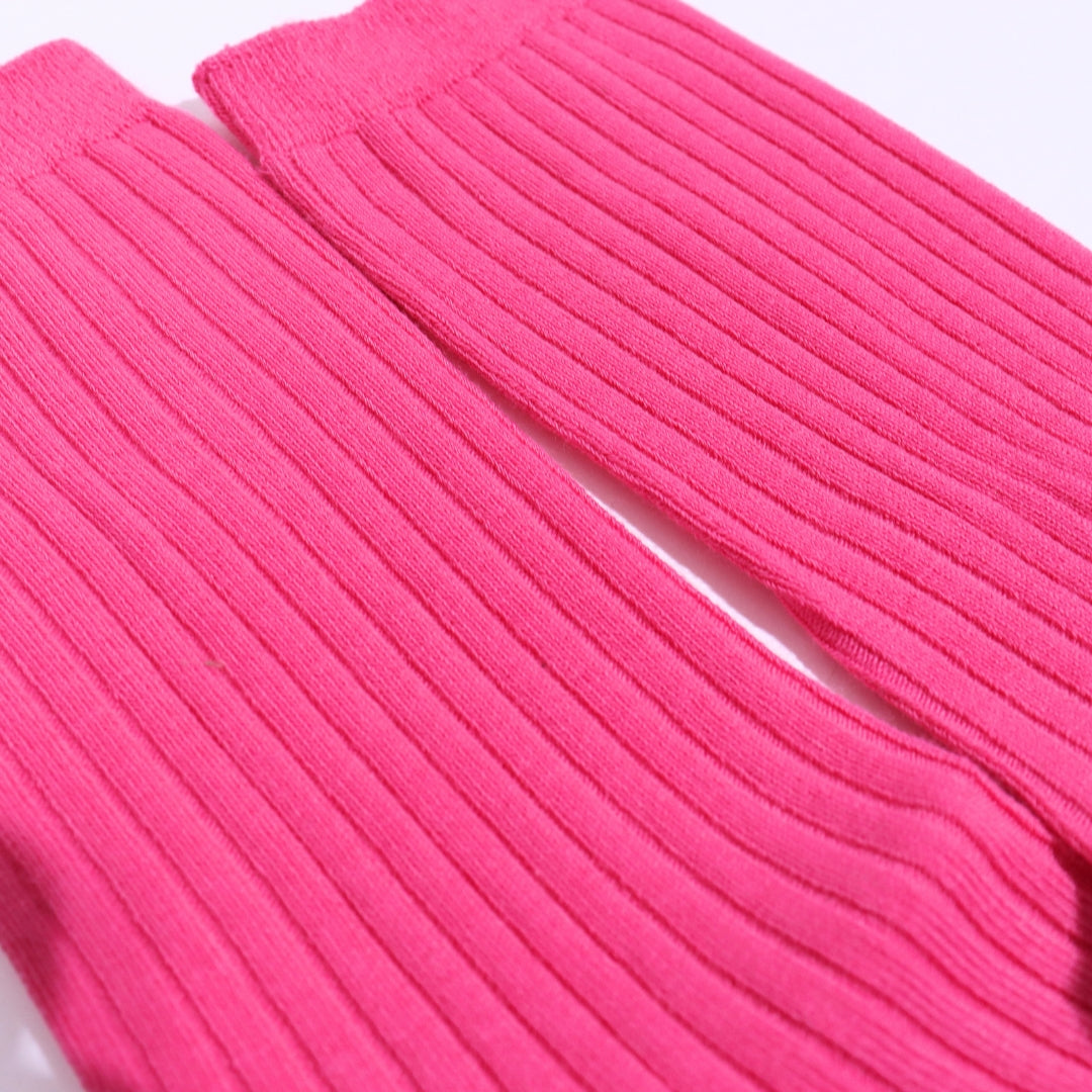 Thela Gaadi Crew sock - Pink Solid Ribbed Socks