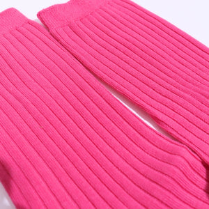 Thela Gaadi Crew sock - Pink Solid Ribbed Socks
