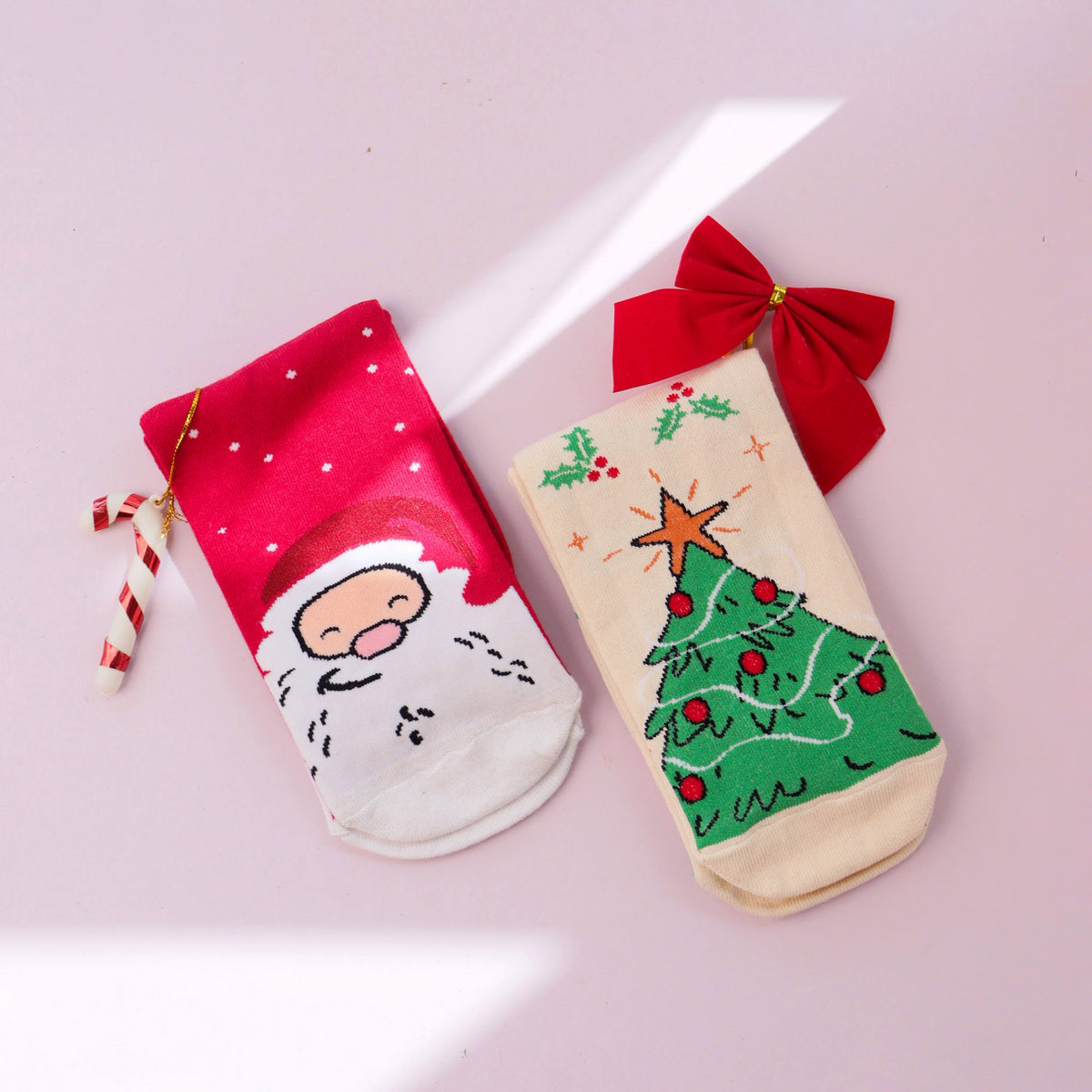 Thela Gaadi Mid crew sock - Santa and Xmas Tree Socks