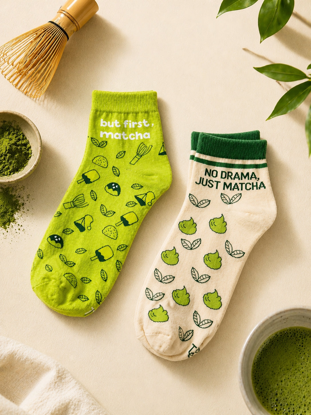 Thela Gaadi Ankle sock - Matcha Friendship Socks