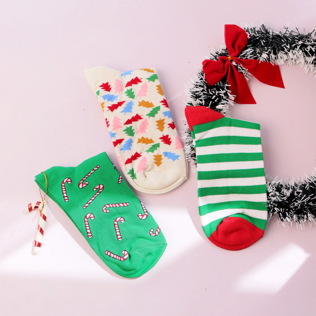 Thela Gaadi Ankle sock - Xmas Candies & Trees