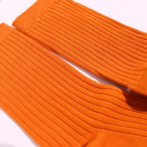 Thela Gaadi Crew sock - Orange Solid Ribbed Socks