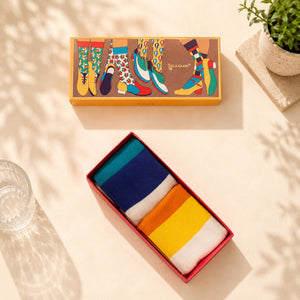 Thela Gaadi Mid crew sock - Colourful Stripes Socks