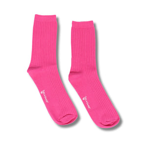 Thela Gaadi Crew sock - Pink Solid Ribbed Socks
