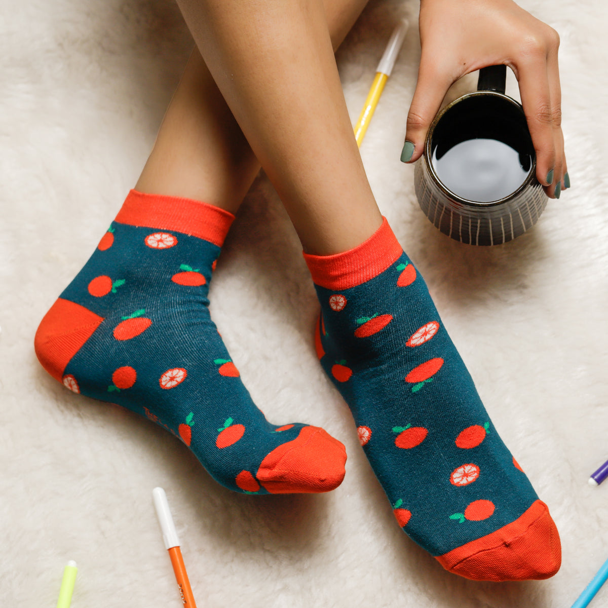 Thela Gaadi Ankle sock - Funky Fruit Cart