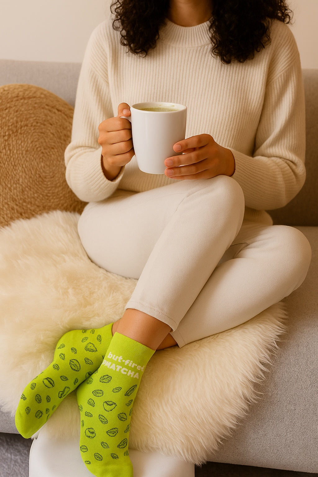 Thela Gaadi Ankle sock - Matcha Friendship Socks