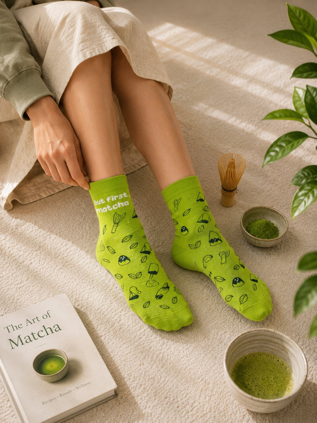 Thela Gaadi Ankle sock - Matcha Friendship Socks