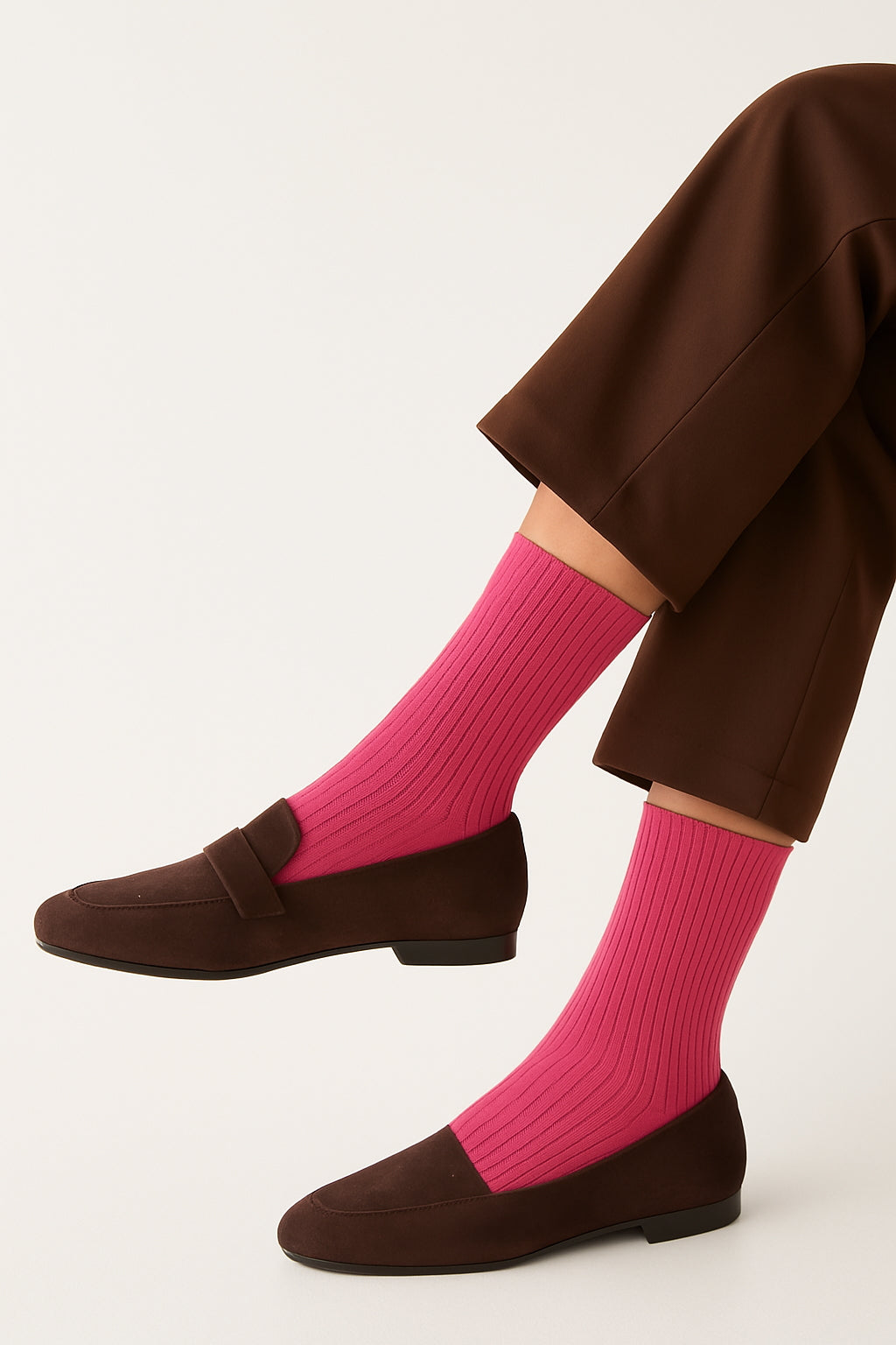 Thela Gaadi Crew sock - Pink Solid Ribbed Socks