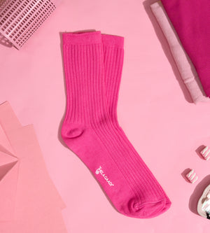 Thela Gaadi Crew sock - Pink Solid Ribbed Socks